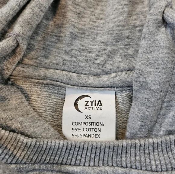Zyia Active Combo Pocket Sweatshirt Grey Quilted Hooded Size XS - Picture 5 of 8